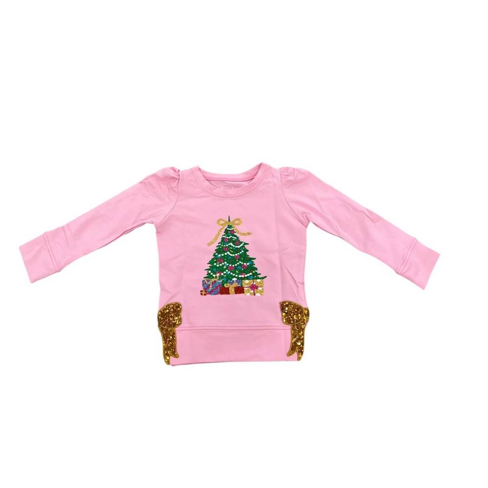NEW AZARHIA girl's glitter tree sweatshirt in pink